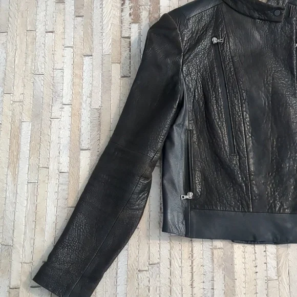 J Brand 100% Lamb Leather Biker Jacket - Picture 2 of 9